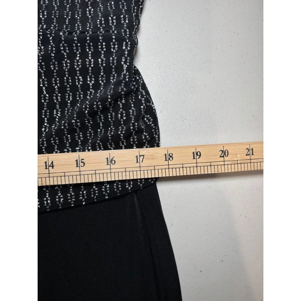 Alex Evenings Beaded‎ Formal Gown Size 12 Black Silver Spaghetti Strap Maxi